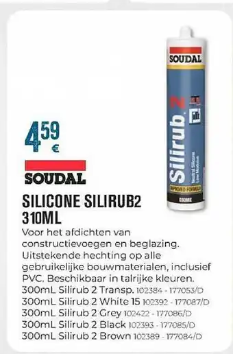 Meno Pro Soudal Silicone Silirub2 310ml aanbieding