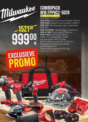 Milwaukee Combopack M18 Fpp6c2-502b