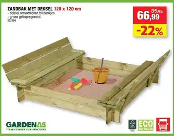 Hubo Gardenas Zandbak Met Deksel 120x120 Cm aanbieding
