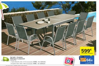Carrefour Set tafel + 6 stoelen madrague in polywood aanbieding