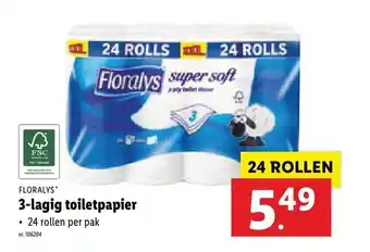 Lidl Floralys 3-lagig toiletpapier 24 rollen aanbieding