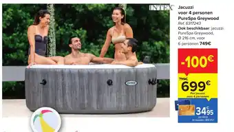 Carrefour Intex jacuzzi voor 4 personen purespa greywood ref. 6317243 aanbieding