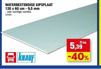 Hubo Waterbestendige gipsplaat 120 x 60 cm - 9,5 mm aanbieding