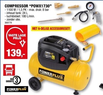 Hubo Compressor “powx1730” aanbieding