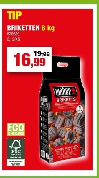 Hubo Briketten 8 kg aanbieding
