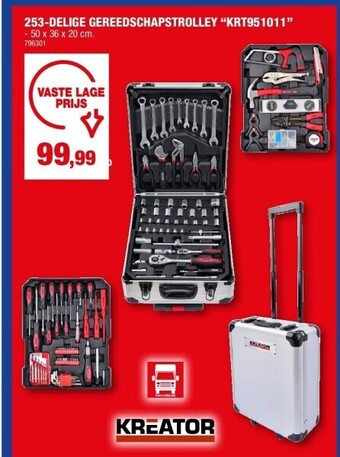 Hubo 253-delige gereedschapstrolley “krt951011” aanbieding