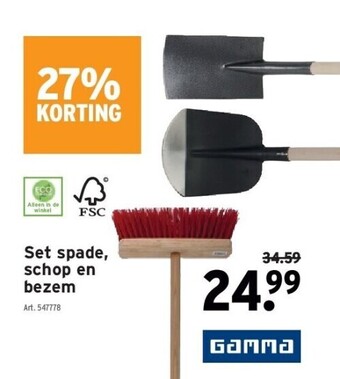 GAMMA Set spade, schop en bezem aanbieding