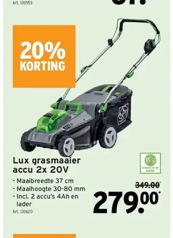 GAMMA Lux grasmaaier accu 2x 20v aanbieding