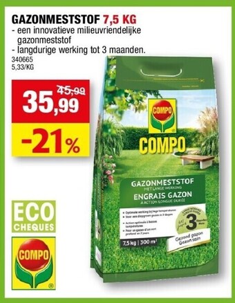 Hubo Gazonmeststof 7,5 kg aanbieding