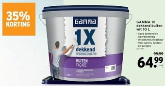 GAMMA Gamma 1x dekkend buiten wit 10 l aanbieding