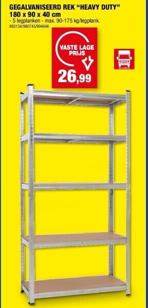 Hubo Gegalvaniseerd rek “heavy duty” 180 x 90 x 40 cm aanbieding
