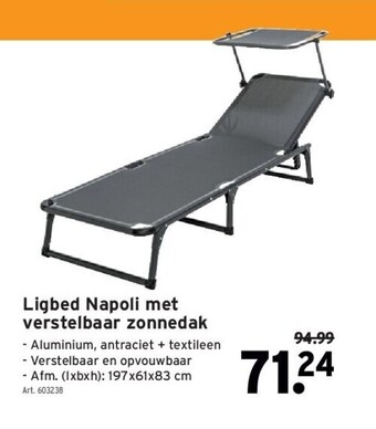 GAMMA Ligbed napoli met verstelbaar zonnedak aanbieding
