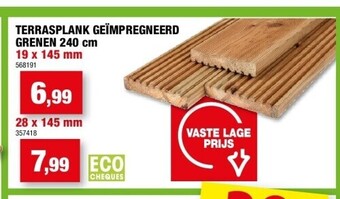 Hubo Terrasplank geïmpregneerd grenen 240 cm 19 x 145 mm aanbieding