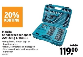 GAMMA Makita handgereedschapset 221-delig e-10883 aanbieding