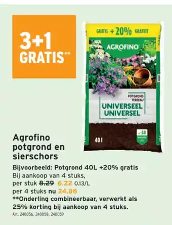 GAMMA Agrofino potgrond 40 L +20% gratis, Art. 240056, 240058, 240059 aanbieding