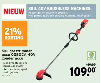 GAMMA Skil grastrimmer accu 0280Ca 40V zonder accu 35 cm, Art. 220856 aanbieding
