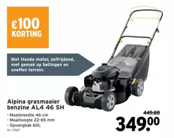 GAMMA Alpina grasmaaier benzine AL4 46 SH, 46 cm, 60L, Art. 219667 aanbieding