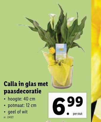 Calla in glas met paasdecoratie