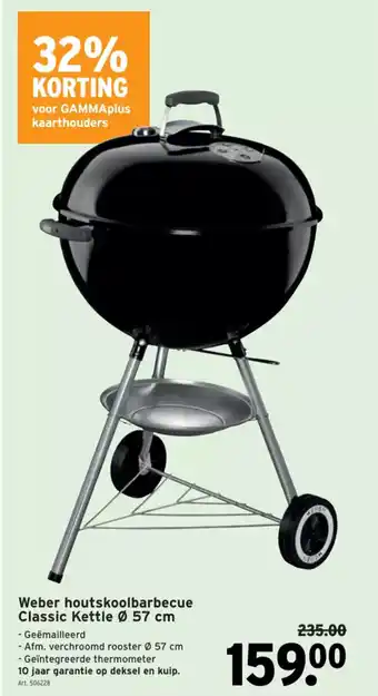 GAMMA Weber houtskoolbarbecue classic kettle 57cm aanbieding