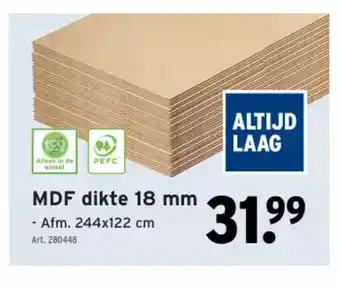 GAMMA MDF dikte 18 mm, 244 x 122 cm, Art. 280448 aanbieding