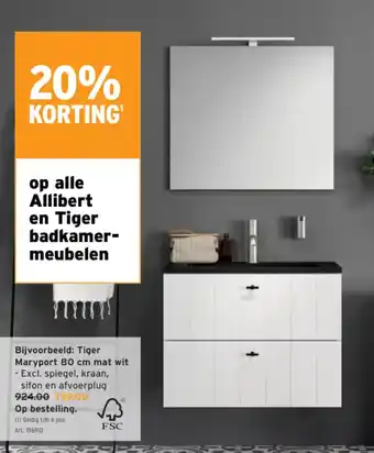 GAMMA Tiger maryport 80 cm mat wit, Art. 196910 aanbieding