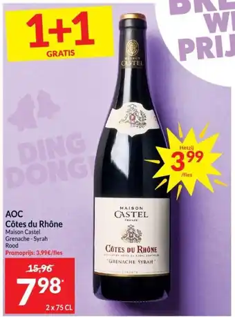 Intermarché Maison Castel AOC cotes du rhone, grenache- syrah rood 2 x 75 cl aanbieding