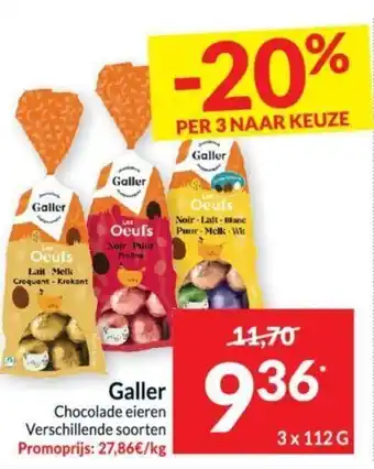 Galler chocolade eieren 3 x 112 g