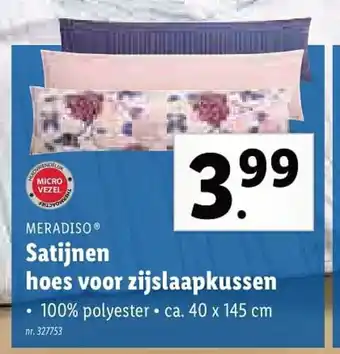 Meradiso Satijnen hoes voor zijslaapkussen