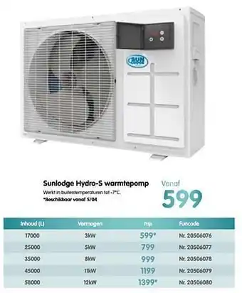 Sunlodge hydro-s warmtepomp