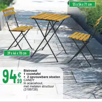 Bistroset 1 vouwtafel + 2 opvouwbare stoelen candy (3199726)