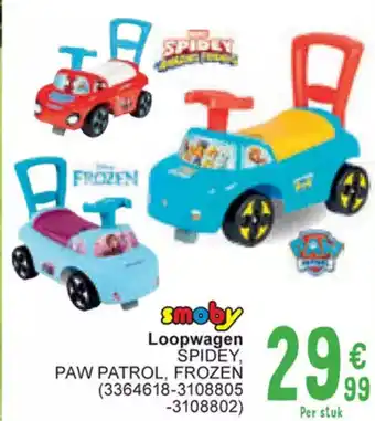 Cora Smoby loopwagen spidey, paw patrol, frozen (3364618-3108805-3108802) aanbieding
