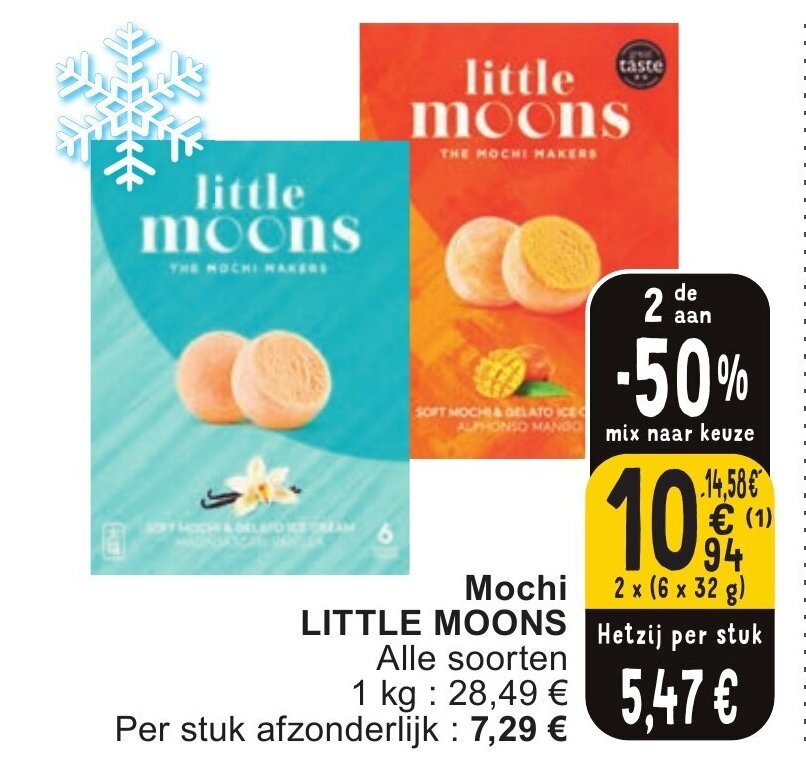 Little moons mochi 2 x (6 x 32g) promotie bij Cora