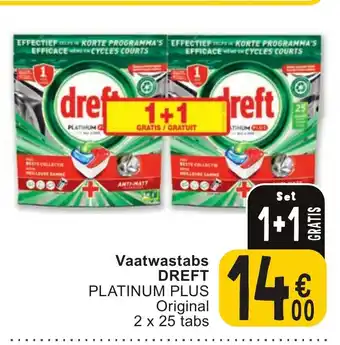 Cora Dreft vaatwastabs platinum plus original 2 x 25 tabs aanbieding