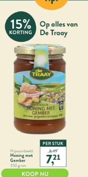 Holland & Barrett Honing met gember 350 gram aanbieding