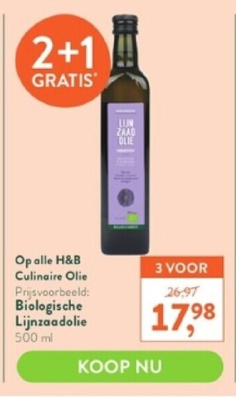 Holland & Barrett Biologische lijnzaadolie 500 ml aanbieding