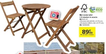 Carrefour Set ronde tafel + 2 stoelen in acacia aanbieding