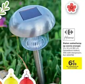 Carrefour Stalen sokkellamp op zonne-energie aanbieding