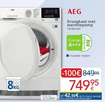 Eldi AEG droogkast met warmtepomp T8DBEL86P aanbieding
