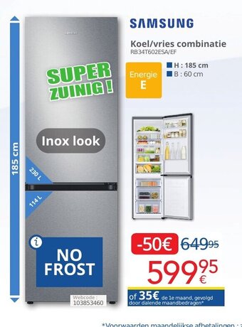 Eldi Samsung koel/vries combinatie RB34T602ESA/EF aanbieding