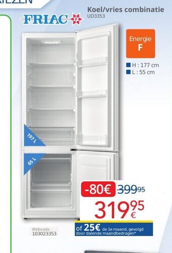 Eldi Friac koel/vries combinatie UD3353 aanbieding