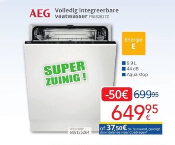Eldi AEG volledig integreerbare vaatwasser FSB52617Z aanbieding