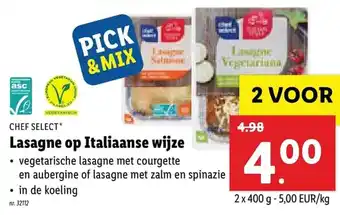 Lidl Chef Select Lasagne op Italiaanse wijze aanbieding