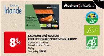 Auchan Saumon fume 4 grandes tranches 160 g aanbieding