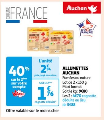 Auchan Allumettes lot de 2 x 150 g aanbieding