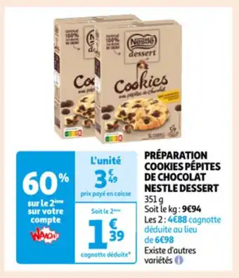 Auchan Nestle dessert preparation cookies pepites de chocolat 351 g aanbieding