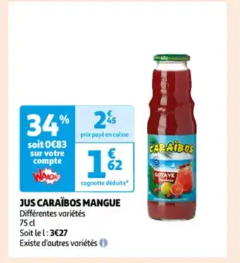 Auchan Jus caraibos mangue 75 cl aanbieding