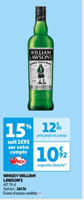 Auchan Whisky william lawson's 40% 70cl aanbieding