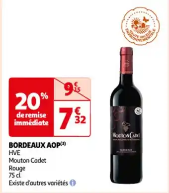 Auchan Mouton cadet Bordeaux AOP 75cl aanbieding