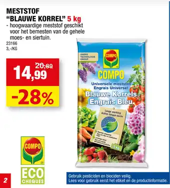 Hubo Meststof "blauwe korrel" 5kg aanbieding