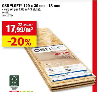 Hubo OSB "loft" 120 x 30cm - 18cm aanbieding